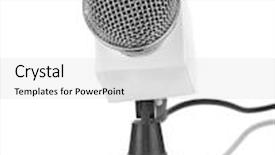  Presentation with stand - Beautiful PPT theme featuring microphone on stand isolated on white backdrop and a light gray colored foreground