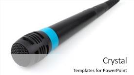  Presentation with cable - Slides enhanced with microphone with cable small dof isolated on white background and a white colored foreground