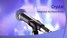  Presentation with lighting - Theme with microphone with stage lighting background background and a light blue colored foreground