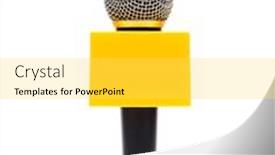  Presentation with microphone - Slide deck featuring microphone-with-yellow-cube-isolated background and a yellow colored foreground