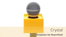  Presentation with cube - Slide deck with microphone-with-yellow-cube-isolated background and a yellow colored foreground