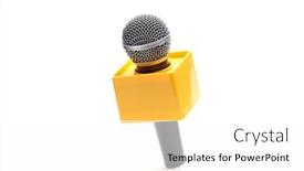  Presentation with cube - Presentation theme having microphone-with-yellow-cube-isolated background and a white colored foreground