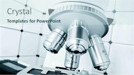  Presentation with laboratory equipment - Presentation theme having microscope-and-scientific-equipment background and a sky blue colored foreground