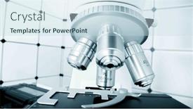  Presentation with laboratory equipment - Theme consisting of microscope-and-scientific-equipment and a sky blue colored foreground