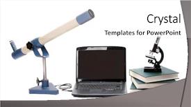  Presentation with telescope - PPT theme with microscope books telescope and others background and a  colored foreground