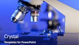  Presentation with scientific research - Slide deck consisting of microscope in a medical background and a navy blue colored foreground