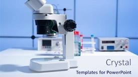  Presentation with laboratory microbiology - Presentation theme enhanced with microscope-in-a-scientific-microbiology background and a sky blue colored foreground