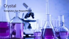  Presentation with glassware - Slide set enhanced with microscope in medical laboratory glassware background and a  colored foreground