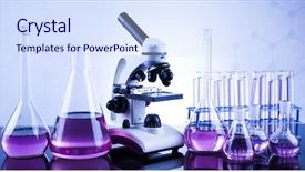  Presentation with glassware - Audience pleasing PPT layouts consisting of microscope in medical laboratory glassware backdrop and a  colored foreground