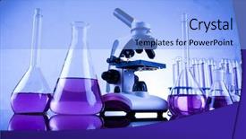  Presentation with medical science equipment research laboratory - Beautiful presentation theme featuring microscope in medical laboratory research backdrop and a  colored foreground