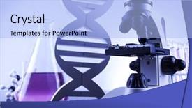  Presentation with microscope - Colorful slide set enhanced with microscope in medical laboratory research backdrop and a  colored foreground