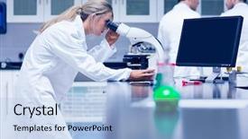  Presentation with lab coat - Colorful theme enhanced with microscope in the lab backdrop and a light blue colored foreground
