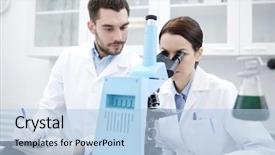  Presentation with clinical chemistry - Cool new presentation theme with microscope making test or research backdrop and a light blue colored foreground