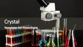  Presentation with dark grey - Colorful presentation theme enhanced with microscope on dark grey background backdrop and a dark gray colored foreground