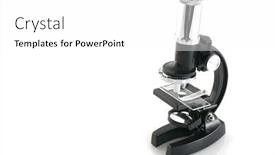  Presentation with microscope - Theme consisting of microscope-used-for-research background and a white colored foreground