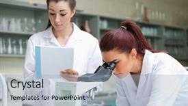  Presentation with cute science - PPT layouts consisting of microspcope in a laboratory background and a light gray colored foreground