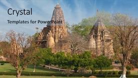  Presentation with india - Colorful presentation theme enhanced with microstock - lakshmana and matangeshwar temples backdrop and a light blue colored foreground