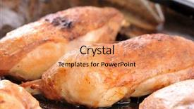  Presentation with roasted chicken - PPT layouts with microwave imaging - close-up image of a roasted background and a coral colored foreground