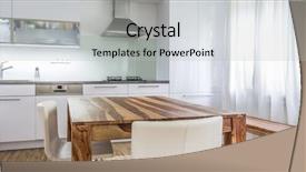  Presentation with kitchen design - Presentation theme with microwave imaging - modern kitchen interior design architecture background and a light gray colored foreground