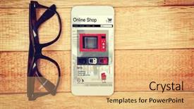  Presentation with smartphone - Beautiful slide deck featuring microwave ovens for sale displayed backdrop and a yellow colored foreground