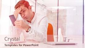  Presentation with bad news - Audience pleasing slide deck consisting of mid adult businessman receiving bad news on smartphone in office backdrop and a lemonade colored foreground