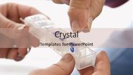  Presentation with elderly medication - PPT theme enhanced with mid-adult caucasian female hands holding medication case for an elderly caucasian male background and a coral colored foreground