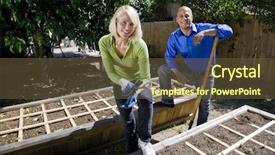  Presentation with vegetable garden - PPT theme enhanced with mid-adult couple working background and a tawny brown colored foreground