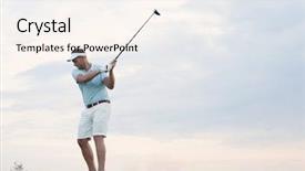  Presentation with golf - Colorful presentation design enhanced with mid-adult man playing golf backdrop and a cream colored foreground