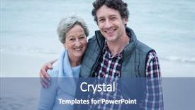  Presentation with sea shore - Beautiful slide deck featuring mid adult man with mother backdrop and a ocean colored foreground