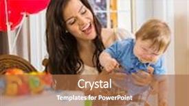  Presentation with birthday boy - Colorful slide set enhanced with hands covered with cake icing backdrop and a red colored foreground