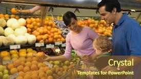  Presentation with online grocery shopping - Amazing presentation theme having mid-adult parents grocery shopping backdrop and a  colored foreground