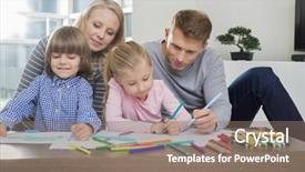 Presentation with children parents - Amazing presentation theme having mid adult parents with children drawing together at home backdrop and a gray colored foreground