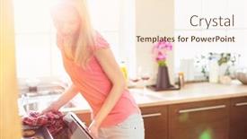  Presentation with baking cookies - Theme featuring mid adult woman baking cookies in kitchen background and a cream colored foreground