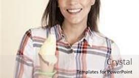  Presentation with ice cream cone - Colorful slides enhanced with mid-adult-woman-holding-vanilla backdrop and a lemonade colored foreground