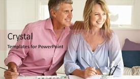  Presentation with watercolour - Colorful PPT theme enhanced with mid age couple painting backdrop and a  colored foreground