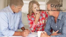  Presentation with fintech financial algorithme - Colorful slide deck enhanced with mid age couple with financial backdrop and a  colored foreground