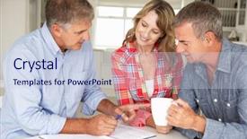  Presentation with free aging at home - PPT layouts enhanced with mid age couple with financial background and a sky blue colored foreground