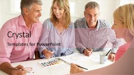  Presentation with watercolour - PPT theme consisting of mid age couples painting background and a  colored foreground