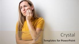  Presentation with issue - Slides featuring mid-aged-woman-touching background and a coral colored foreground