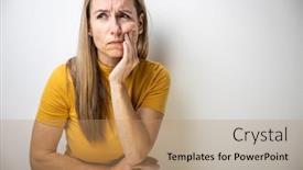  Presentation with aged - Cool new presentation theme with mid-aged-woman-touching backdrop and a coral colored foreground