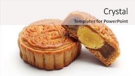  Presentation with moon - Slides having mid autumn festival - moon cakes on white background background and a lemonade colored foreground