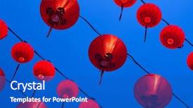  Presentation with lanterns - Cool new theme with mid autumn festival - red lanterns display at buddhism backdrop and a cobalt blue colored foreground