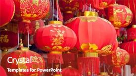 Presentation with lantern chinese - PPT theme with mid autumn festival - traditional chinese lantern hanging background and a crimson colored foreground