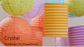  Presentation with lantern chinese - Presentation theme having mid autumn festival chinese lantern background and a coral colored foreground