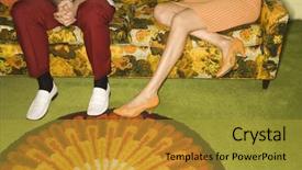  Presentation with retro - Beautiful presentation featuring mid century modern - female legs playing footsie backdrop and a gold colored foreground