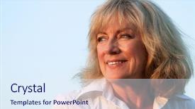  Presentation with sun life - Colorful PPT layouts enhanced with mid life - beautiful mature woman looking backdrop and a sky blue colored foreground