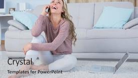  Presentation with chinese happy birthday backgrouds card - PPT theme consisting of mid life - happy blonde sitting on carpet background and a light gray colored foreground