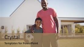  Presentation with social isolation - Beautiful presentation theme featuring mid life - portrait of smiling father backdrop and a coral colored foreground