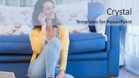  Presentation with french speaking countries - Audience pleasing presentation design consisting of mid life - pretty brunette sitting backdrop and a  colored foreground