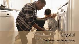  Presentation with clothes washing machine - Cool new presentation theme with mid life - side view of african american backdrop and a coral colored foreground
